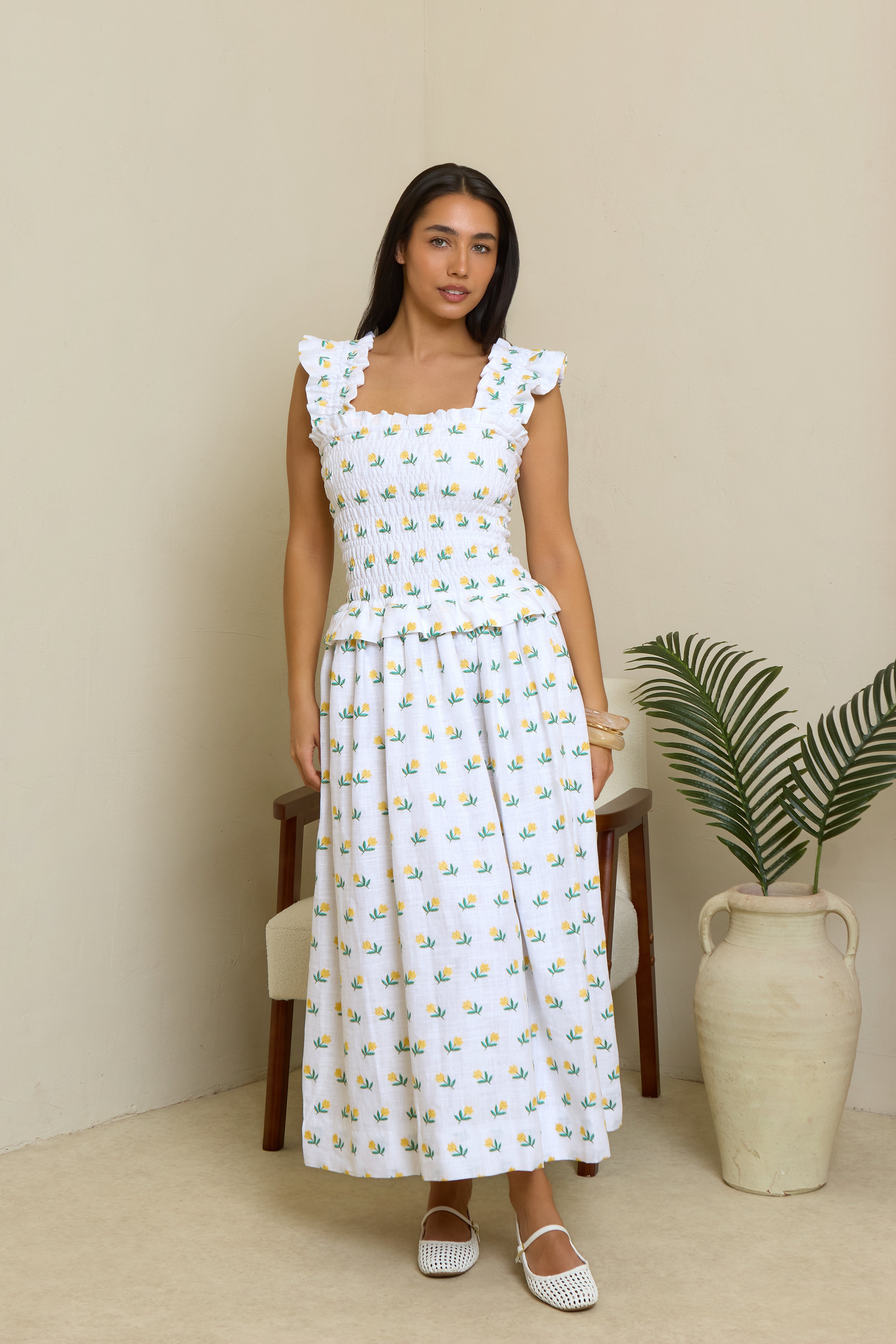 Maisie Dress - Floral Embroidered Fabric – Molby The Label