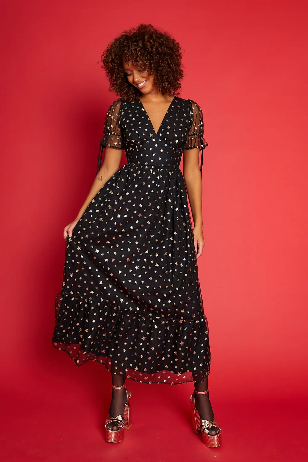 Gold star dress best sale